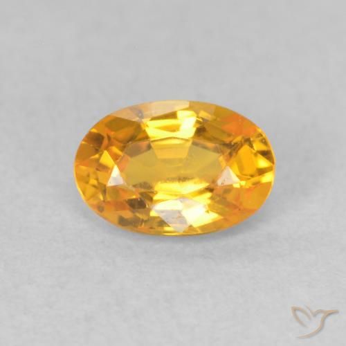 0.62カラットの天然Medium Light Orange-Goldサファイア、楕円形、VVS-VS
