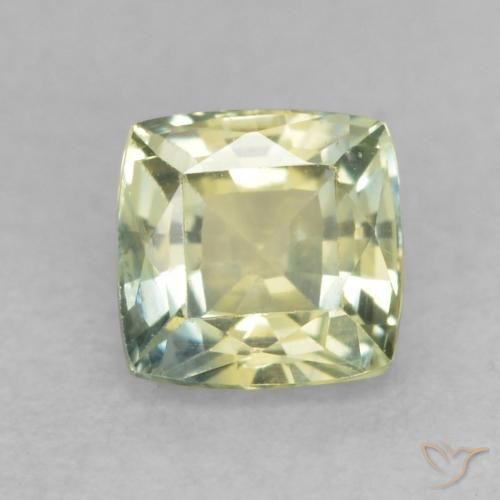 0.58ct 天然 黄みがかったグリーン サファイア, クッション, VS-SI