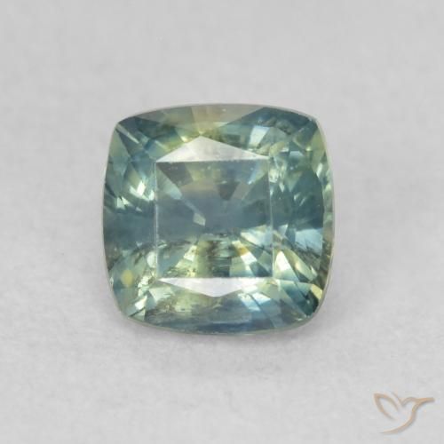 0.74ct 天然 緑がかったブルー サファイア, クッション, VS-SI