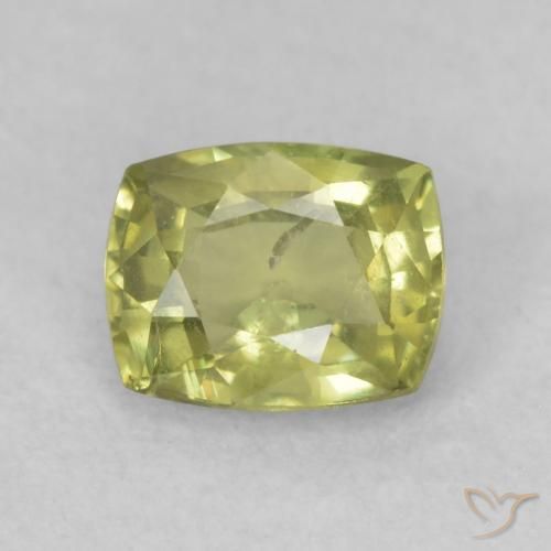 0.70ct 天然 黄みがかったグリーン サファイア, クッション, VS-SI