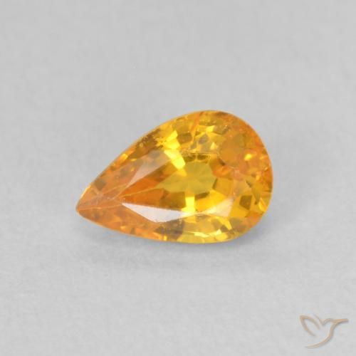 0.60ct 天然 鮮やかなオレンジ サファイア, 洋梨の形, VS