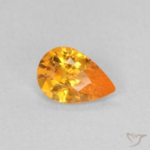 0.44ct 天然 鮮やかなオレンジ サファイア, 洋梨の形, VS
