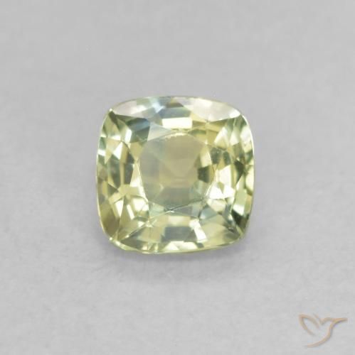 0.48ct 天然 黄みがかったグリーン サファイア, クッション, VVS-VS