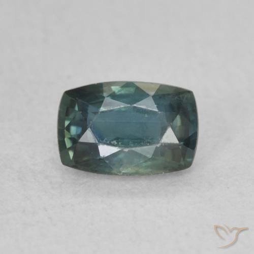 0.78ct 天然 ディープブルーグリーン サファイア, クッション, VS