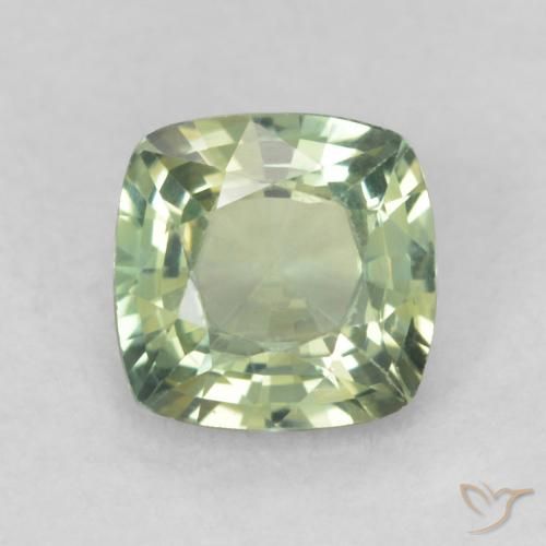 0.89ct 天然 薄いセージグリーン サファイア, クッション, VVS-VS