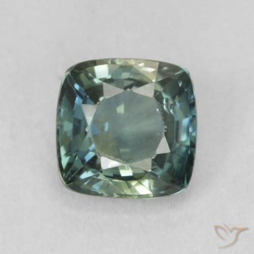 0.81ct 天然 ブルーグリーン サファイア, クッション, VVS-VS 