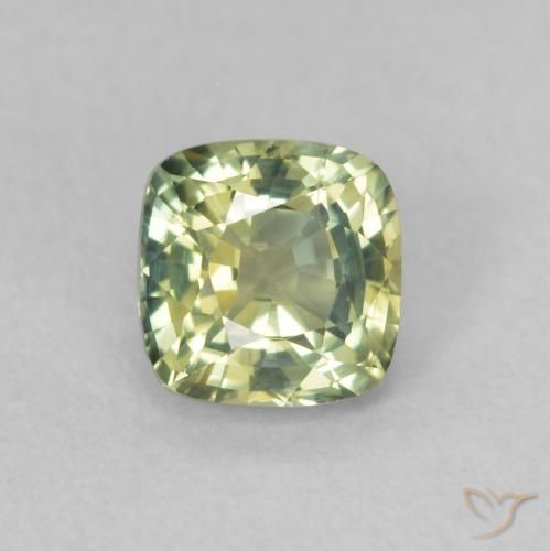 0.65ct 天然 黄みがかったグリーン サファイア, クッション, VVS-VS
