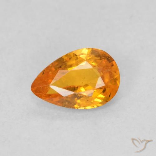 0.48ct 天然 鮮やかなオレンジ サファイア, 洋梨の形, VS