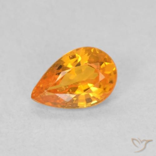 0.50ct 天然 鮮やかなオレンジ サファイア, 洋梨の形, VS