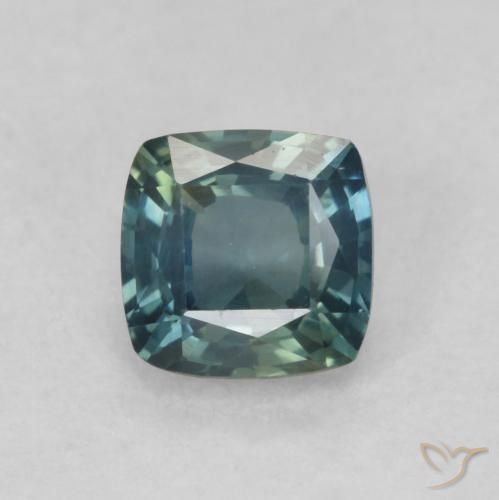 0.74ct 天然 ミディアムブルーグリーン サファイア, クッション, VVS-VS