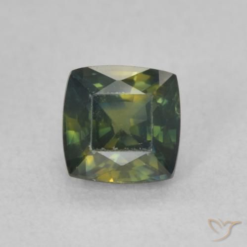 0.67ct 天然 黄みがかったグリーン サファイア, クッション, VVS-VS