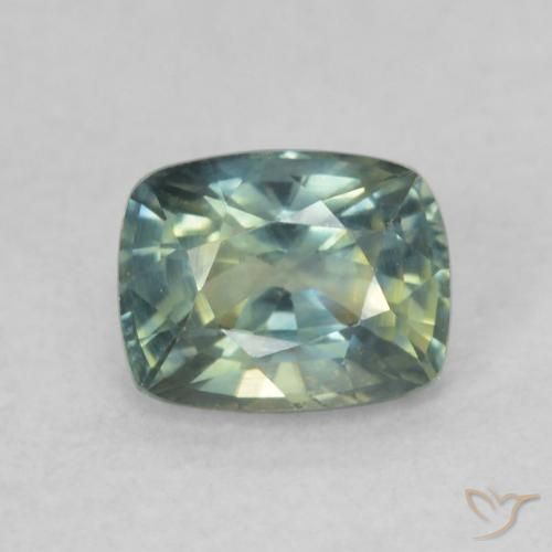 0.82ct 天然 ブルーグリーン サファイア, クッション, VVS-VS