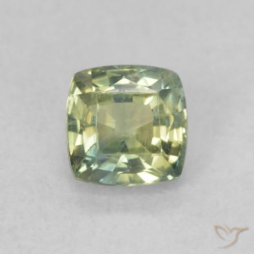 0.62ct 天然 黄みがかったグリーン サファイア, クッション, VS