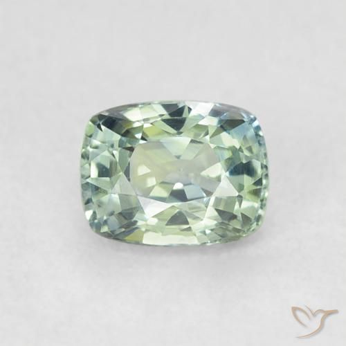 0.61ct 天然 薄いグリーン サファイア, クッション, VS