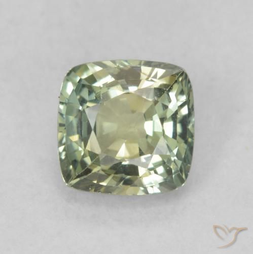 0.81ct 天然 薄いセージグリーン サファイア, クッション, VVS