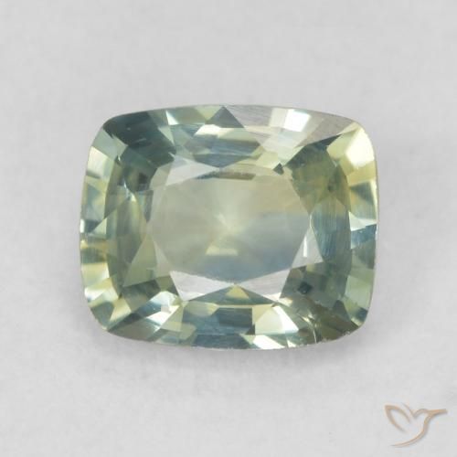 0.92ct 天然 黄みがかったグリーン サファイア, クッション, VVS