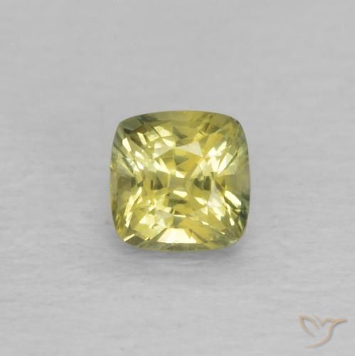 0.42ct 天然 パイナップルイエロー サファイア, クッション, VVS-VS