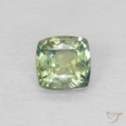 0.45ct 天然 黄みがかったグリーン サファイア, クッション, VVS-VS