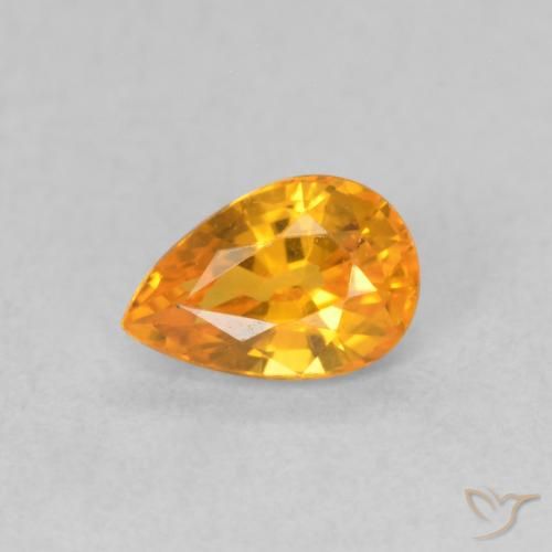 0.59ct 天然 鮮やかなオレンジ サファイア, 洋梨の形, VVS-VS