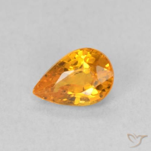 0.59ct 天然 鮮やかなオレンジ サファイア, 洋梨の形, VVS-VS