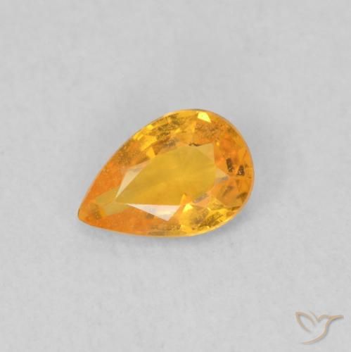 0.45ct 天然 ミディアムオレンジ サファイア, 洋梨の形, VS