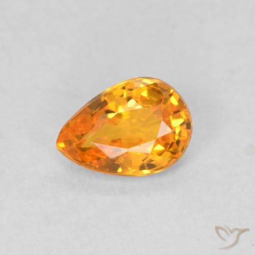 0.54ct 天然 鮮やかなオレンジ サファイア, 洋梨の形, VVS-VS