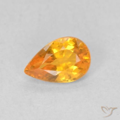 0.56ct 天然 鮮やかなオレンジ サファイア, 洋梨の形, VVS-VS