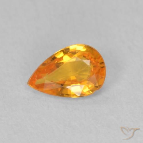 0.43ct 天然 鮮やかなオレンジ サファイア, 洋梨の形, VVS-VS