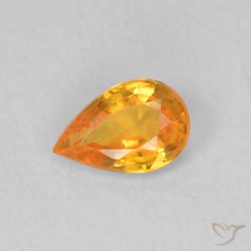 0.47ct 天然 鮮やかなオレンジ サファイア, 洋梨の形, VVS-VS