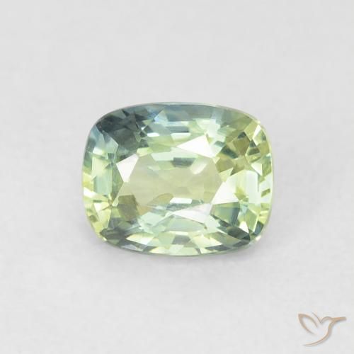 0.74ct 天然 非常に薄いセージグリーン サファイア, クッション, VVS-VS