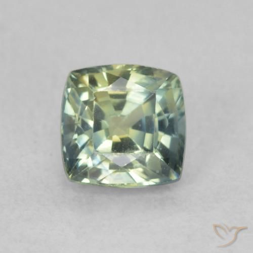 0.75ct 天然 黄みがかったグリーン サファイア, クッション, VVS-VS