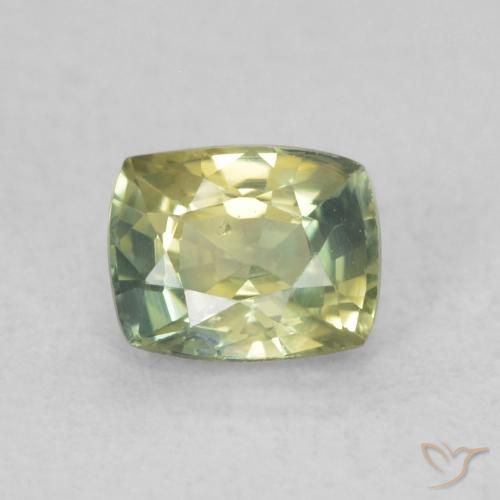0.66ct 天然 黄みがかったグリーン サファイア, クッション, VVS-VS