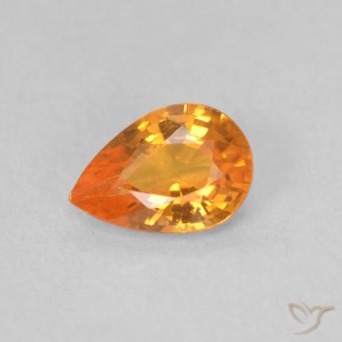 0.52ct 天然 鮮やかなオレンジ サファイア, 洋梨の形, VVS