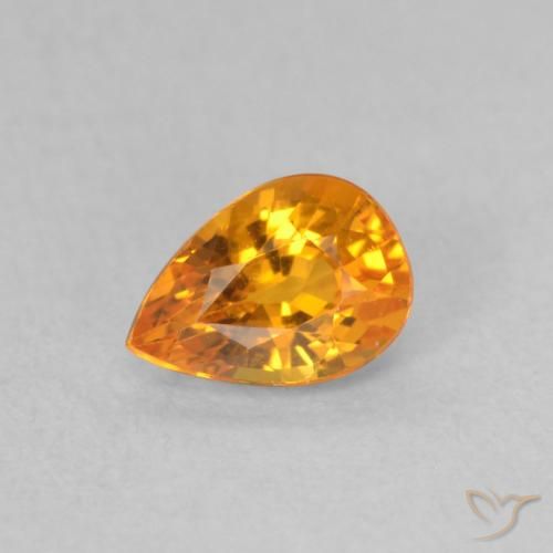 0.58ct 天然 鮮やかなオレンジ サファイア, 洋梨の形, VVS