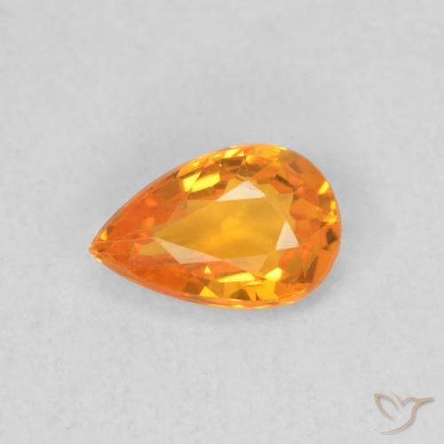 0.52ct 天然 鮮やかなオレンジ サファイア, 洋梨の形, VVS-VS