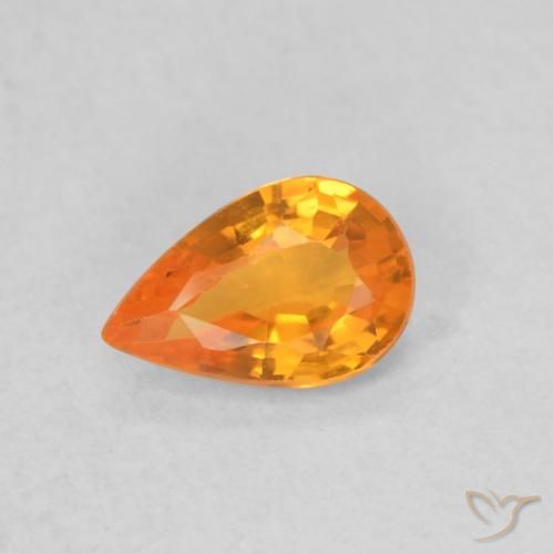 0.48ct 天然 鮮やかなオレンジ サファイア, 洋梨の形, VVS-VS