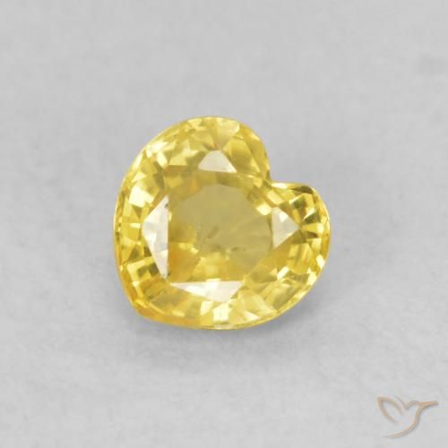 0.49ct 天然 ミディアムイエロー サファイア, 心臓, VS