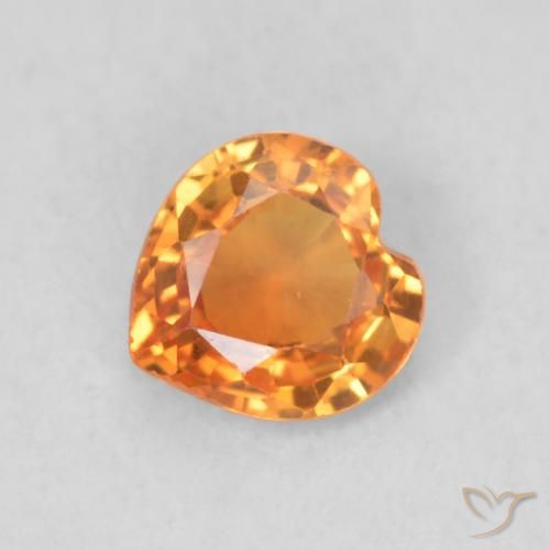 0.40ct 天然 ミディアムオレンジ サファイア, 心臓, VVS-VS
