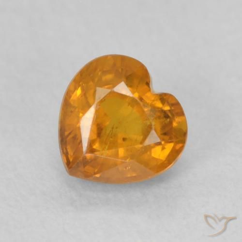 0.54ct 天然 濃いオレンジゴールド サファイア, 心臓, VS