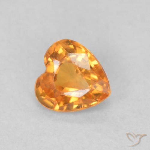 0.35ct 天然 ミディアムオレンジ サファイア, 心臓, VS
