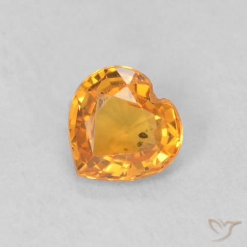0.40ct 天然 濃いオレンジ サファイア, 心臓, VS