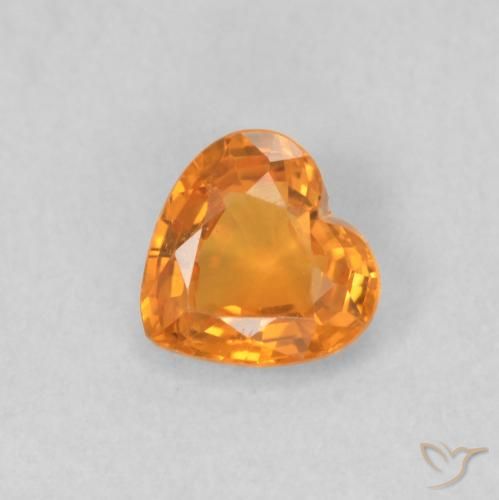 0.37ct 天然 ミディアムオレンジ サファイア, 心臓, VVS-VS