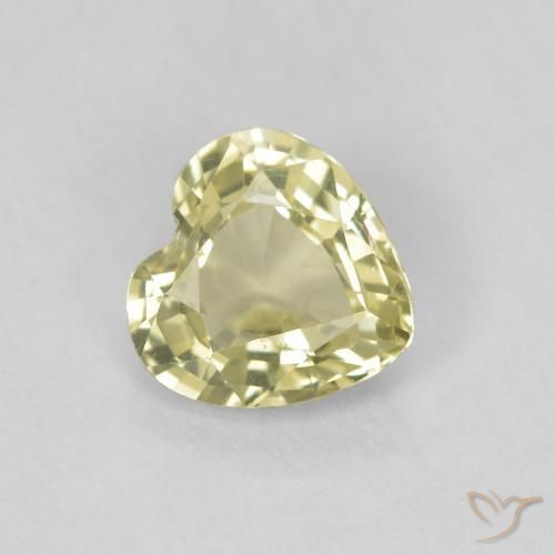 0.72ct 天然 ライトグリーンがかったイエロー サファイア, 心臓, VVS-VS