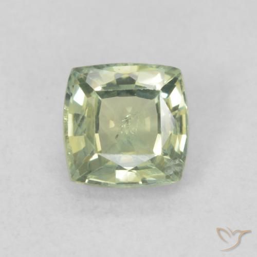 0.61ct 天然 Medium Light-Green サファイア, クッション, SI