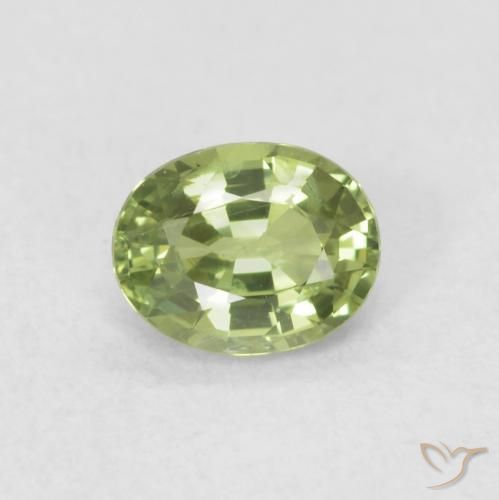 0.46ct 天然 ウォームグリーン サファイア, 楕円形, VVS-VS