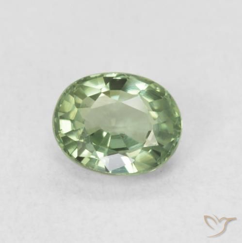0.56ct 天然 薄いセージグリーン サファイア, 楕円形, VVS-VS