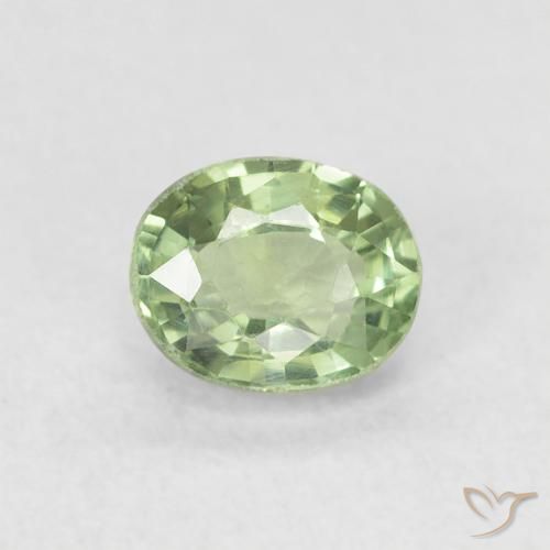 0.63ct 天然 非常に薄いセージグリーン サファイア, 楕円形, VVS-VS