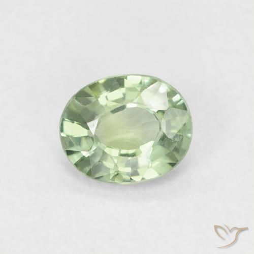 0.46ct 天然 非常に薄いセージグリーン サファイア, 楕円形, VVS-VS