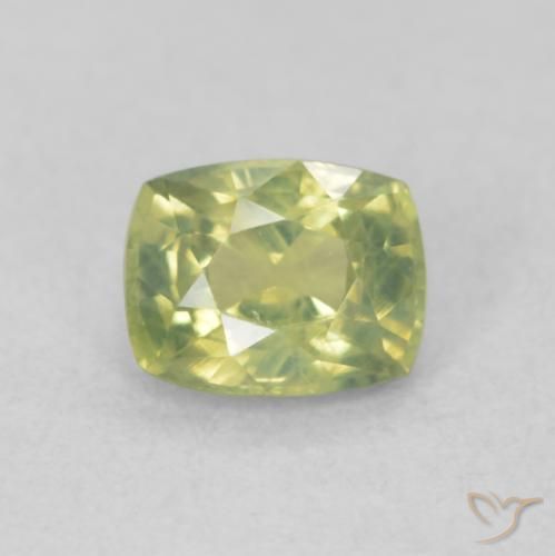 0.61ct 天然 薄いレモンイエロー サファイア, クッション, VS