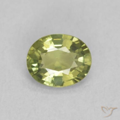 0.46ct 天然 薄いアーシーグリーン サファイア, 楕円形, VVS-VS